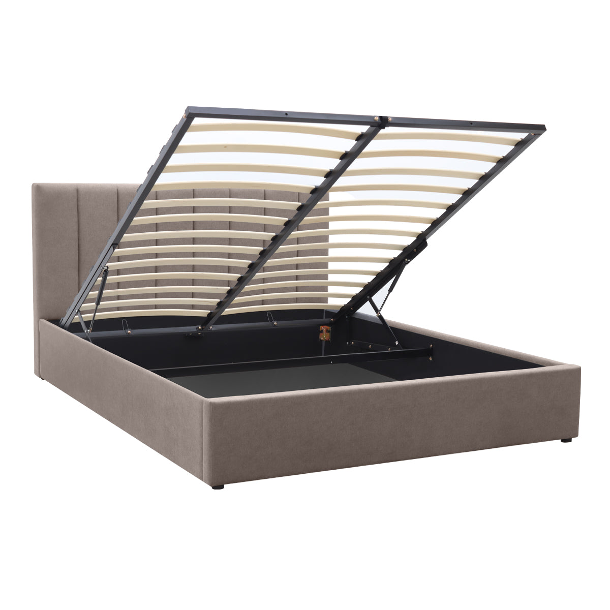 Κρεβάτι Renata  υφασμάτινο με αποθηκευτικό χώρο χρώμα μπεζ 160x200εκ. - Pakobazaar