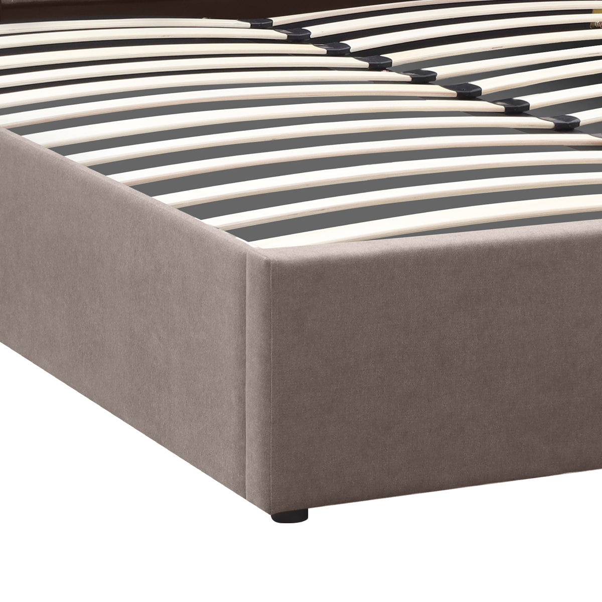 Κρεβάτι Renata  υφασμάτινο με αποθηκευτικό χώρο χρώμα μπεζ 160x200εκ. - Pakobazaar