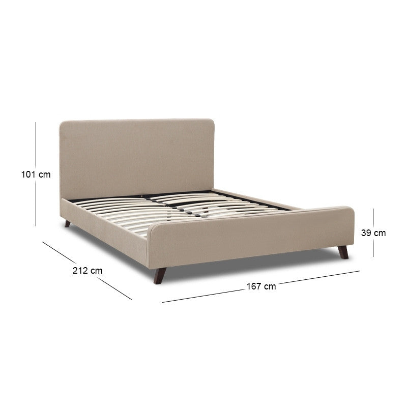 Κρεβάτι Ovelia  υφασμάτινο χρώμα μπεζ 160x200εκ. - Pakobazaar