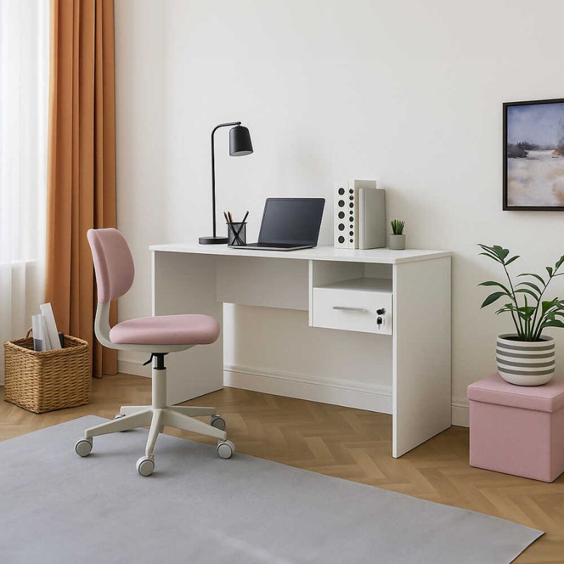 Γραφείο εργασίας με κλειδαριά Concept  χρώμα λευκό 120x60x75εκ.