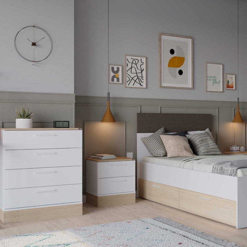 Κομοδίνo Base  χρώμα λευκό - sonoma 45x40x52εκ.