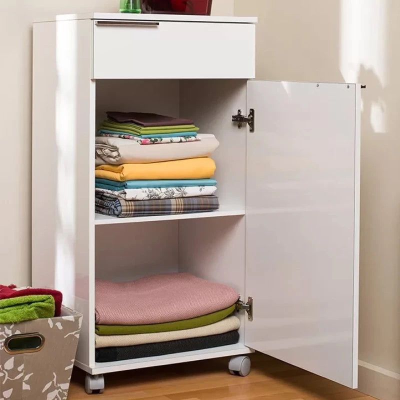 Ντουλάπι Diamond  τροχήλατο χρώμα λευκό gloss 50x40x100εκ. - Pakobazaar