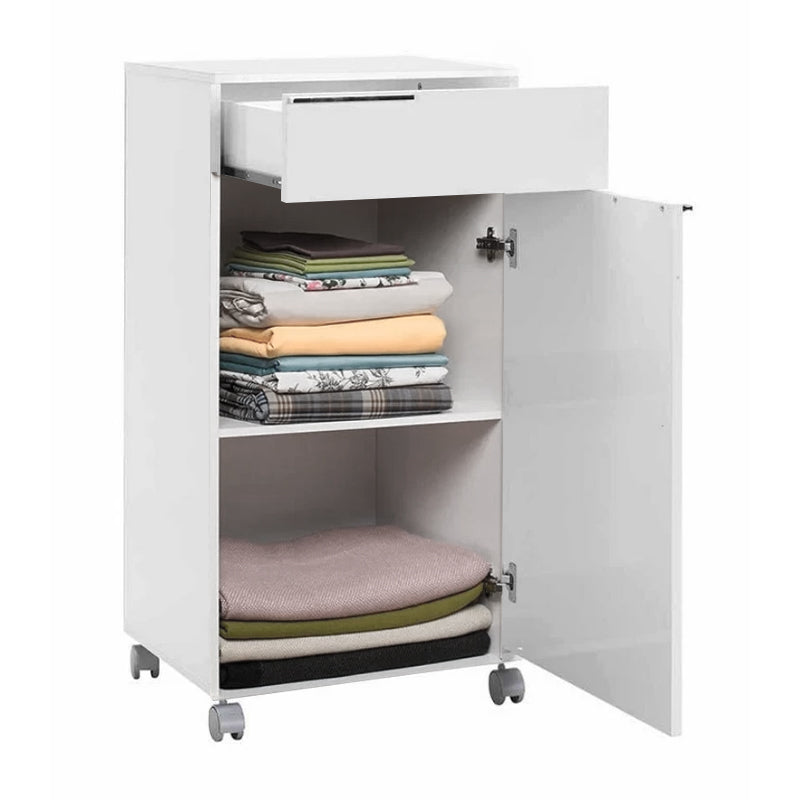 Ντουλάπι Diamond  τροχήλατο χρώμα λευκό gloss 50x40x100εκ. - Pakobazaar