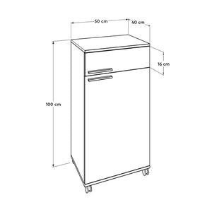 Ντουλάπι Diamond  τροχήλατο χρώμα λευκό gloss 50x40x100εκ. - Pakobazaar