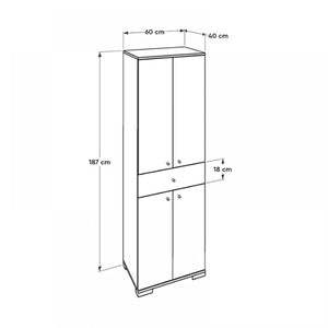 Ντουλάπα ρούχων Diamond  δίφυλλη χρώμα λευκό gloss 60x38x187εκ. - Pakobazaar