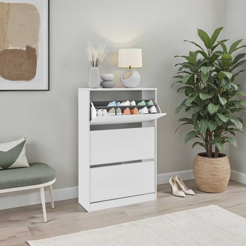 Παπουτσοθήκη Flat Duo  18 ζεύγων χρώμα λευκό 73x26x119εκ. - Pakobazaar