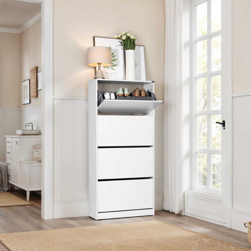 Παπουτσοθήκη Flat Duo  24 ζευγών χρώμα λευκό 73x26x157εκ. - Pakobazaar