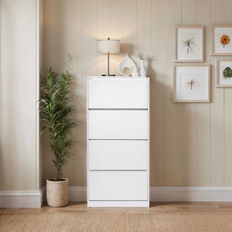 Παπουτσοθήκη Flat Duo  24 ζευγών χρώμα λευκό 73x26x157εκ. - Pakobazaar