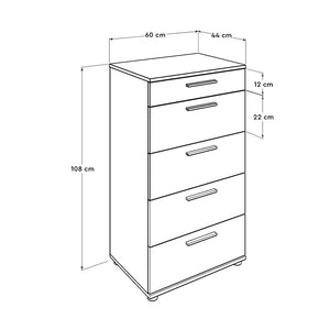 Συρταριέρα Trendline  χρώμα καρυδί 60x44x108εκ. - Pakobazaar