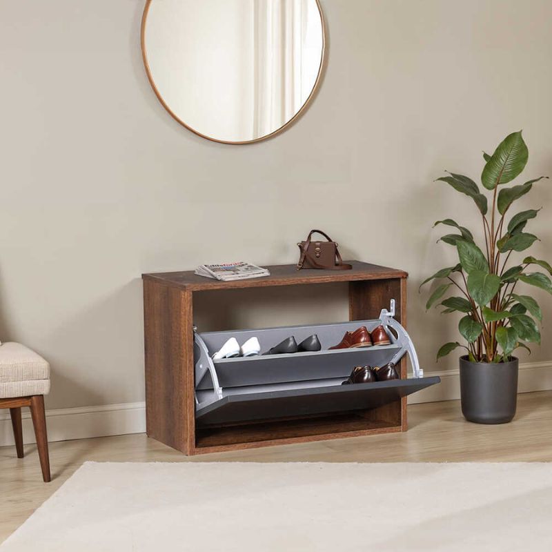 Παπουτσοθήκη 6 ζεύγων Step  χρώμα καρυδί 60x30x42εκ. - Pakobazaar