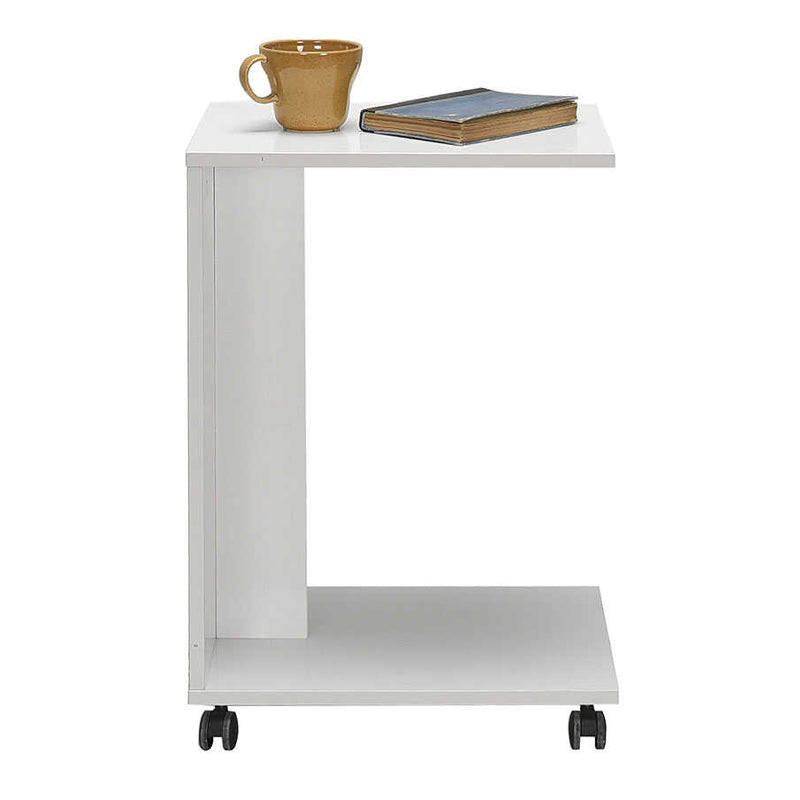 Τραπεζάκι βοηθητικό C-Shaped  χρώμα λευκό gloss 35x45x65εκ. - Pakobazaar