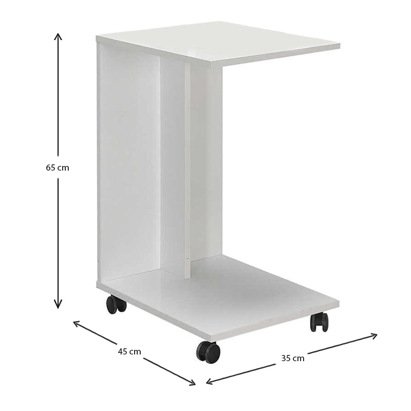 Τραπεζάκι βοηθητικό C-Shaped  χρώμα λευκό gloss 35x45x65εκ. - Pakobazaar