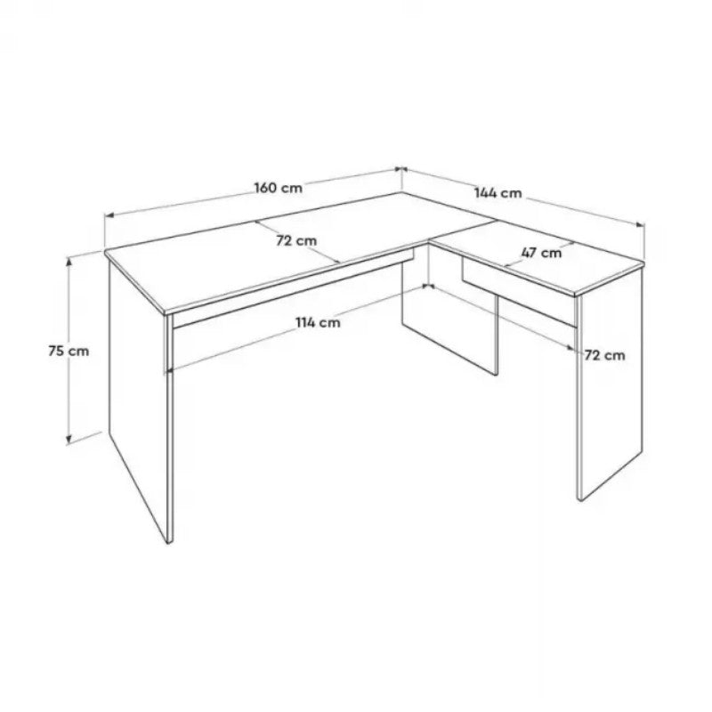 Γραφείο διευθυντικό Rio  γωνιακό αναστρέψιμο χρώμα λευκό 160x144x75εκ. - Pakobazaar