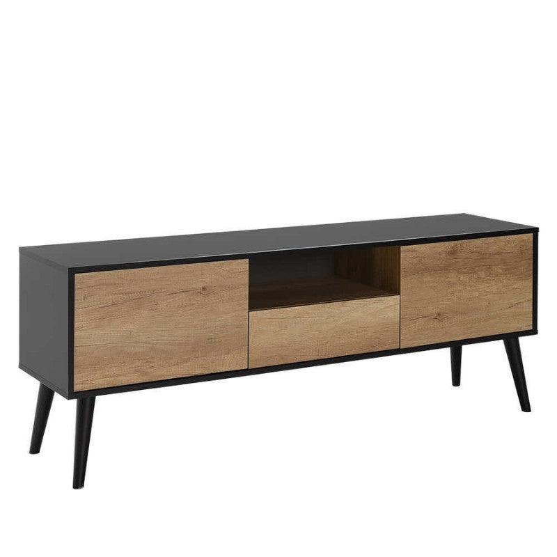 Έπιπλο τηλεόρασης Style  χρώμα μαύρο - tori 160x41x58εκ.
