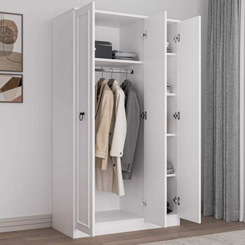 Ντουλάπα ρούχων Hampton  τρίφυλλη χρώμα λευκό 103x52x185εκ.