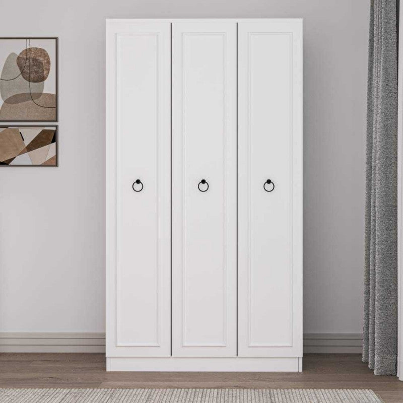 Ντουλάπα ρούχων Hampton  τρίφυλλη χρώμα λευκό 103x52x185εκ.