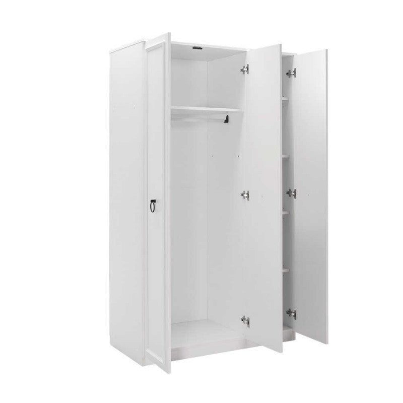 Ντουλάπα ρούχων Hampton  τρίφυλλη χρώμα λευκό 103x52x185εκ.