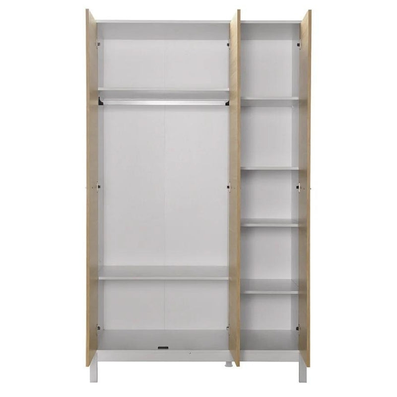 Ντουλάπα ρούχων London  τρίφυλλη χρώμα oak - λευκό 120x52x202εκ. - Pakobazaar