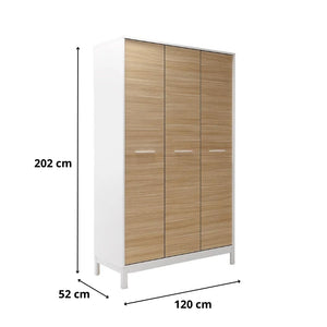 Ντουλάπα ρούχων London  τρίφυλλη χρώμα oak - λευκό 120x52x202εκ. - Pakobazaar