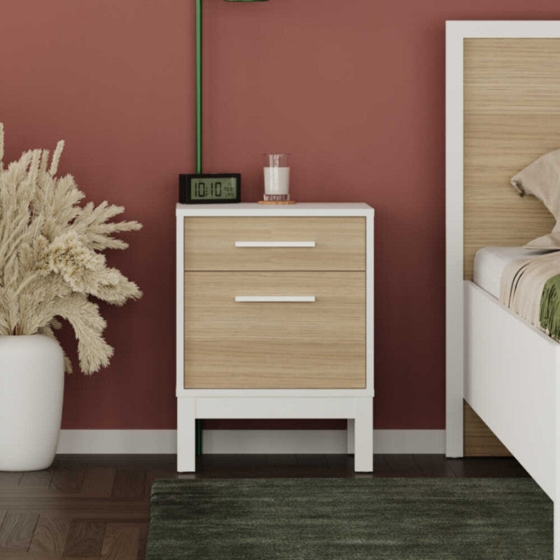 Κομοδίνο London  χρώμα λευκό - oak 45x41x60εκ.