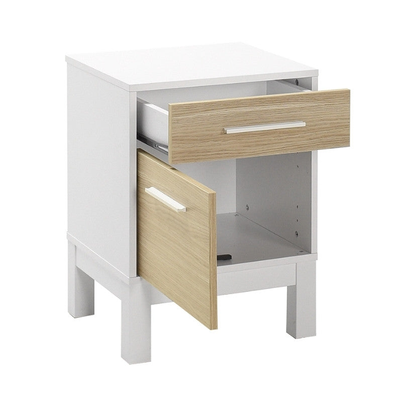 Κομοδίνο London  χρώμα λευκό - oak 45x41x60εκ.