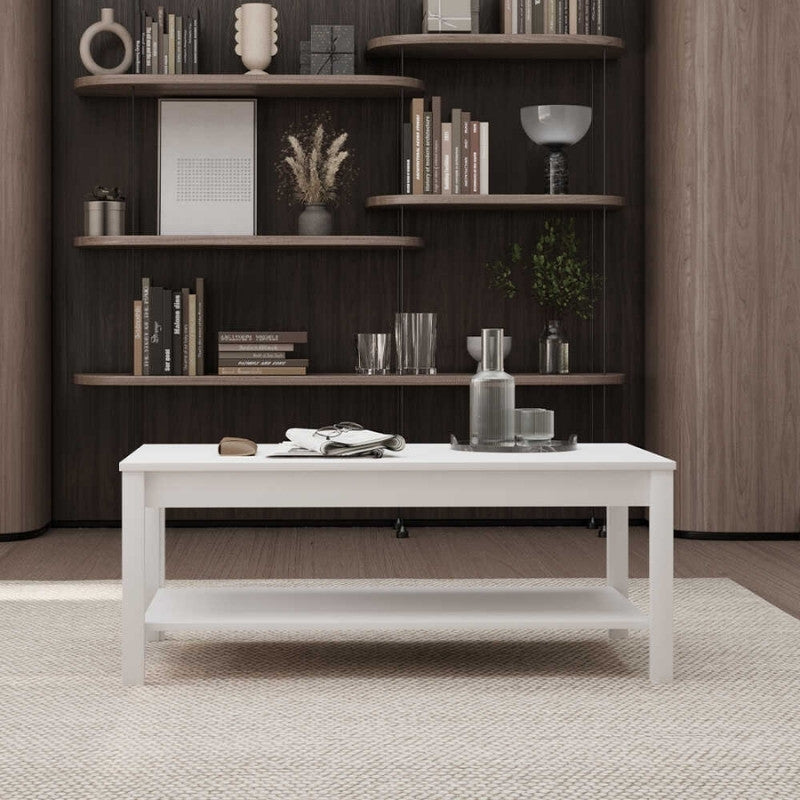 Τραπεζάκι σαλονιού Rustic  χρώμα λευκό 103x60x40εκ.