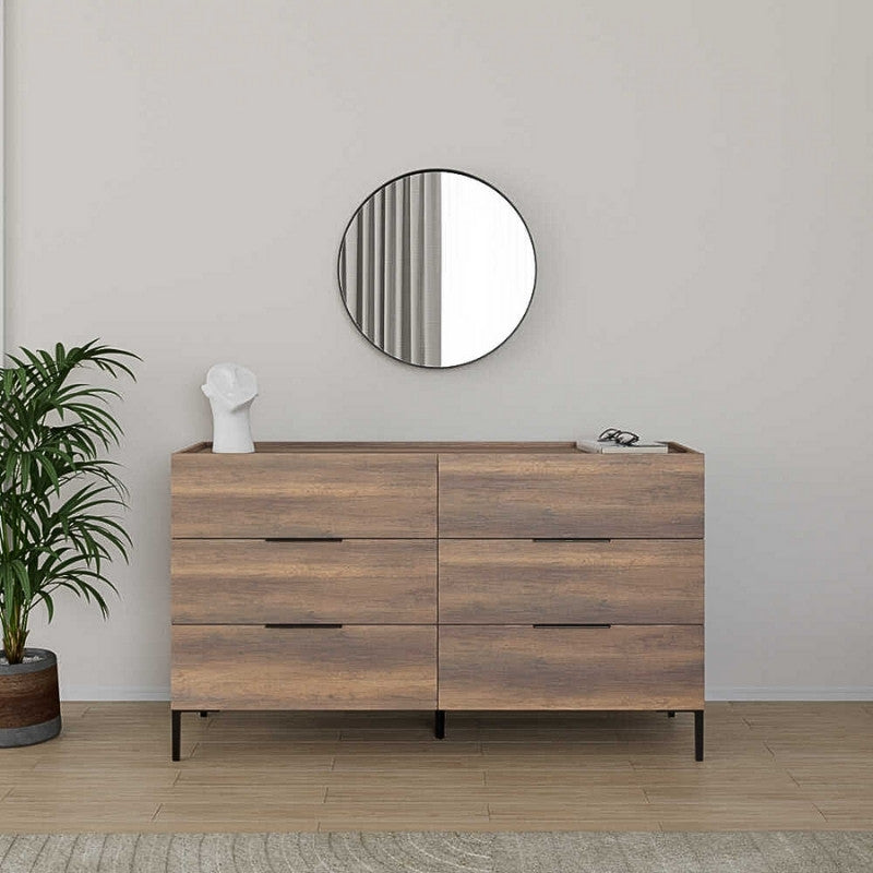 Συρταριέρα Oryana  χρώμα καρυδί 140x44x81εκ. - Pakobazaar