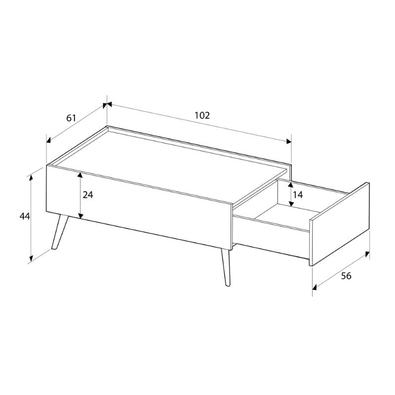 Τραπεζάκι σαλονιού Luna  χρώμα florida oak 102x61x44εκ.