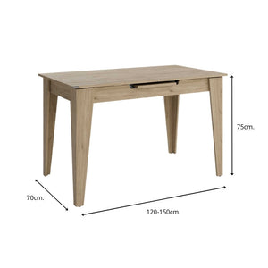 Τραπέζι Trendline  επεκτεινόμενο χρώμα oak 120/150x70x75εκ. - Pakobazaar
