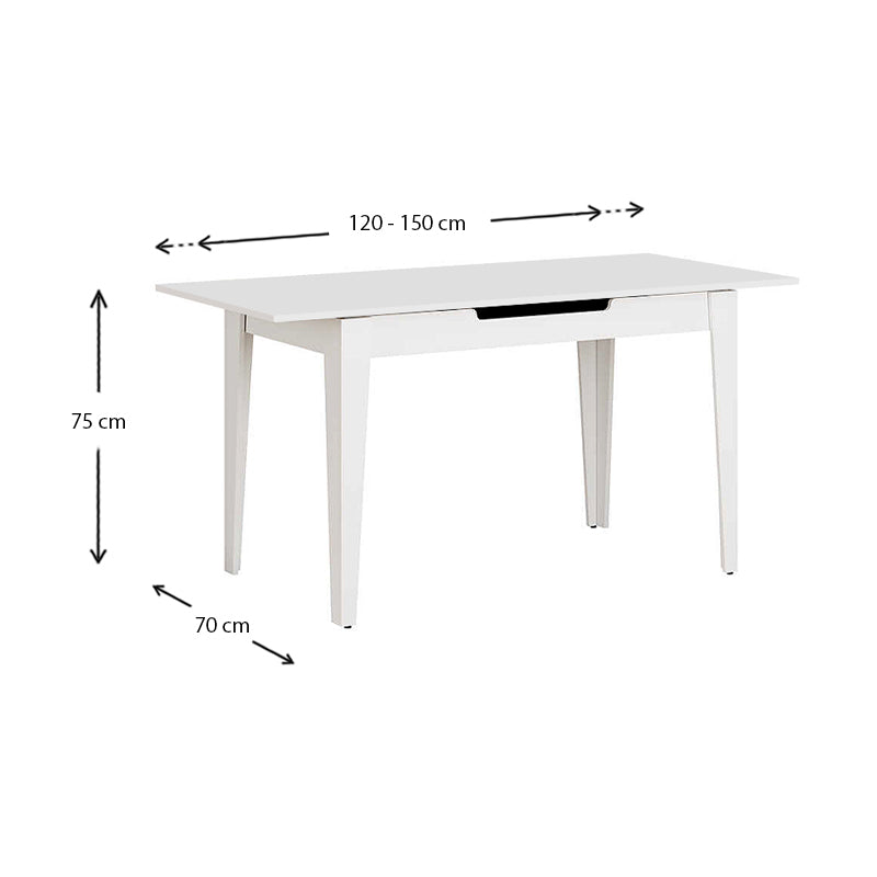 Τραπέζι Trendline  επεκτεινόμενο χρώμα λευκό 120/150x70x75εκ. - Pakobazaar