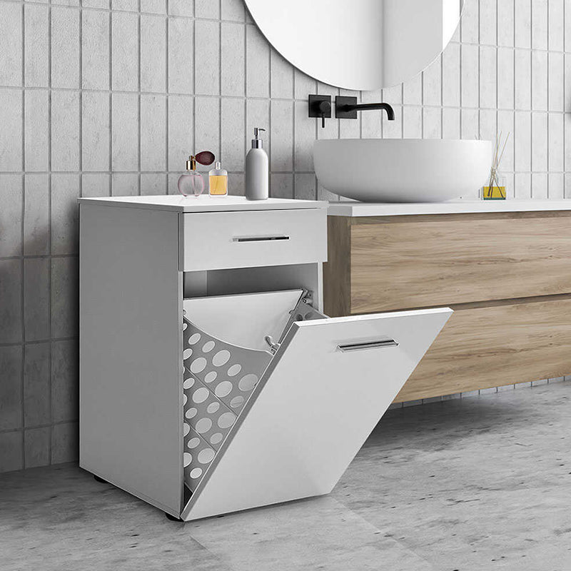 Ντουλάπι - Καλάθι απλύτων Diamond  χρώμα λευκό gloss 52x38x83εκ. - Pakobazaar