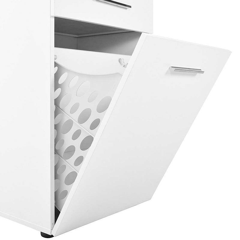 Ντουλάπι με καλάθι απλύτων Diamond  χρώμα λευκό gloss 52x38x187εκ.