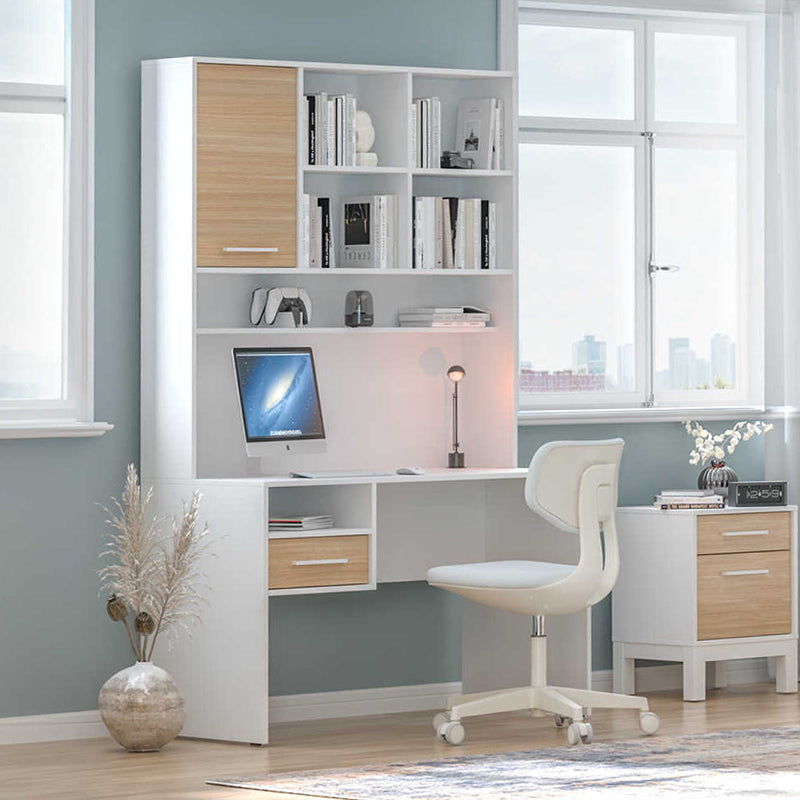 Γραφείο εργασίας London  χρώμα λευκό - oak 120x60x196εκ.