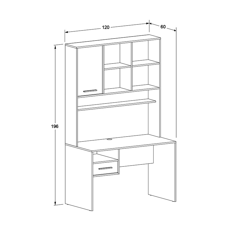 Γραφείο εργασίας London  χρώμα λευκό - oak 120x60x196εκ.