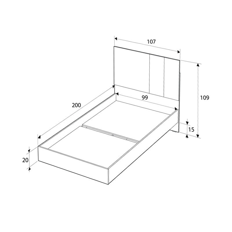 Κρεβάτι Terra  χρώμα florida oak 100x200εκ.