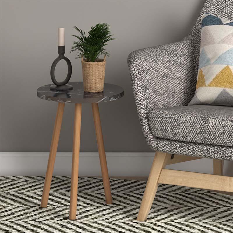 Τραπεζάκι βοηθητικό Roma  χρώμα μαύρο εφέ μαρμάρου 33,5x33,5x46εκ.