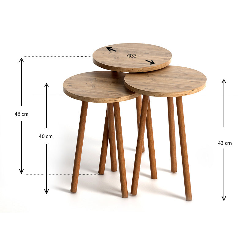 Τραπεζάκια βοηθητικά Roma  χρώμα pine oak - Pakobazaar