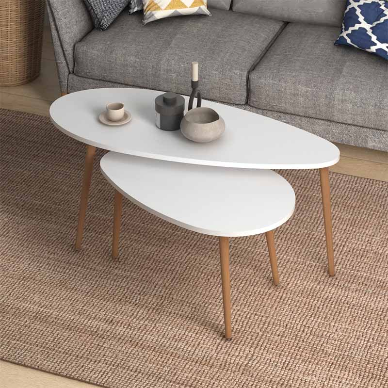 Τραπεζάκια βοηθητικά Elips  χρώμα λευκό 116x46x46εκ.