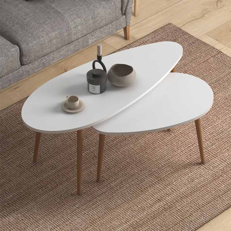 Τραπεζάκια βοηθητικά Elips  χρώμα λευκό 116x46x46εκ.