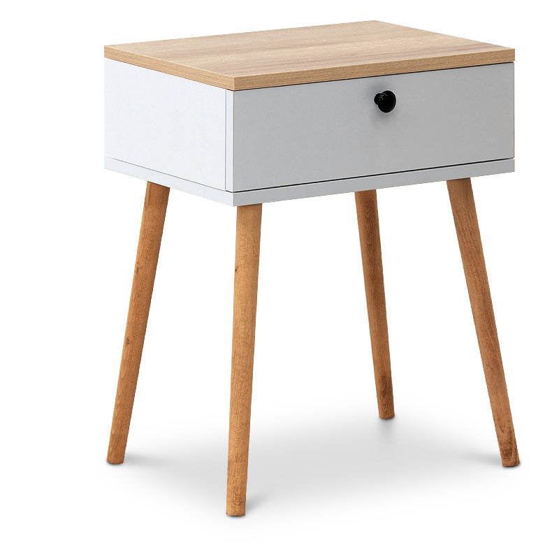 Κομοδίνο Pauline  χρώμα pine - λευκό 45x35x61εκ.