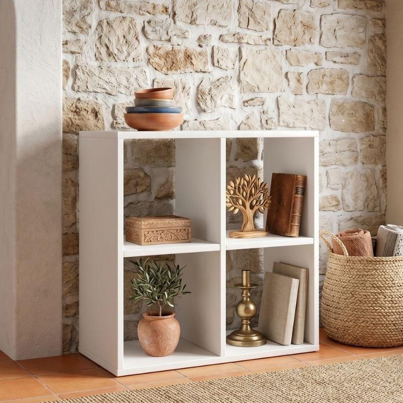 Βιβλιοθήκη Cube  χρώμα λευκό 60x30x60εκ. - Pakobazaar