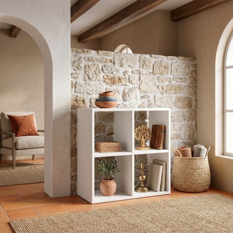 Βιβλιοθήκη Cube  χρώμα λευκό 60x30x60εκ. - Pakobazaar