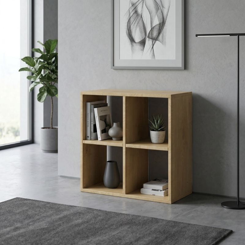 Βιβλιοθήκη Cube  χρώμα sapphire oak 60x30x60εκ. - Pakobazaar