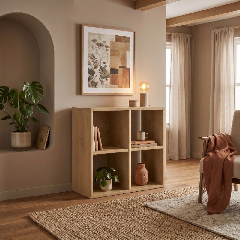 Βιβλιοθήκη Cube  χρώμα sapphire oak 60x30x60εκ. - Pakobazaar