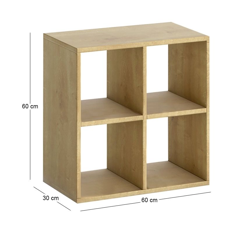 Βιβλιοθήκη Cube  χρώμα sapphire oak 60x30x60εκ. - Pakobazaar