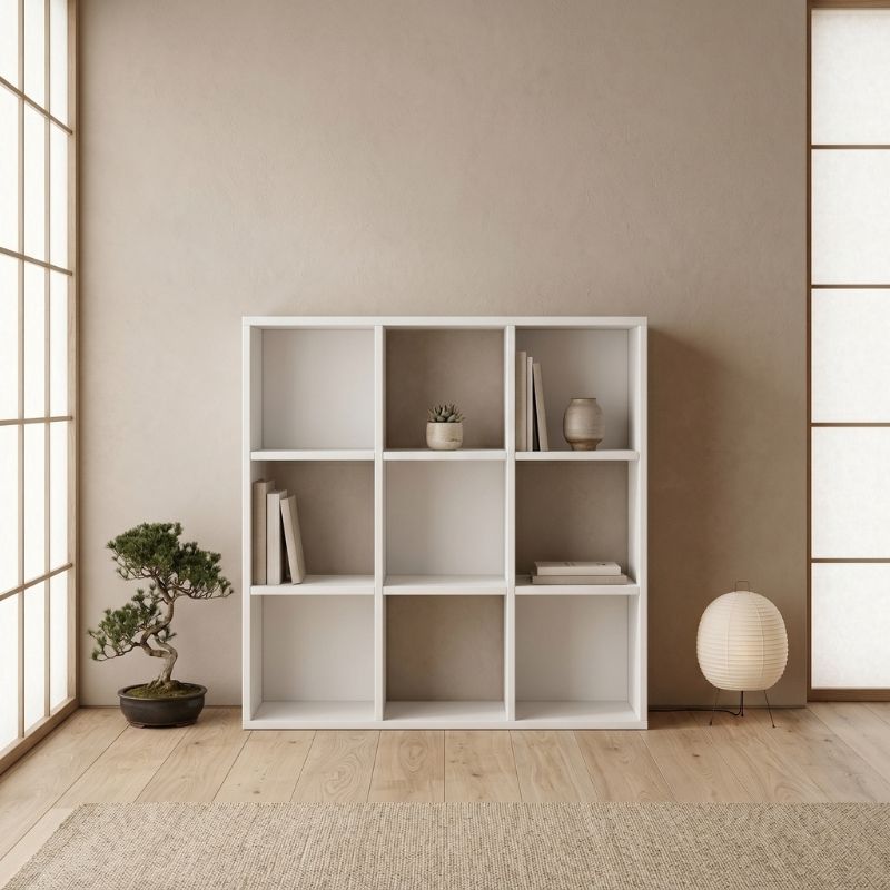 Βιβλιοθήκη Cube  χρώμα λευκό 90x30x90εκ. - Pakobazaar