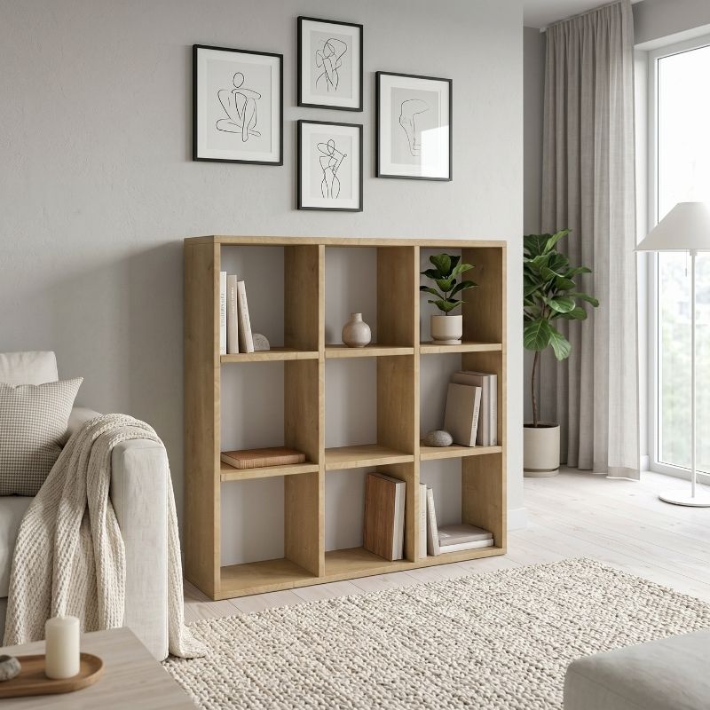 Βιβλιοθήκη Cube  χρώμα sapphire oak 90x30x90εκ. - Pakobazaar
