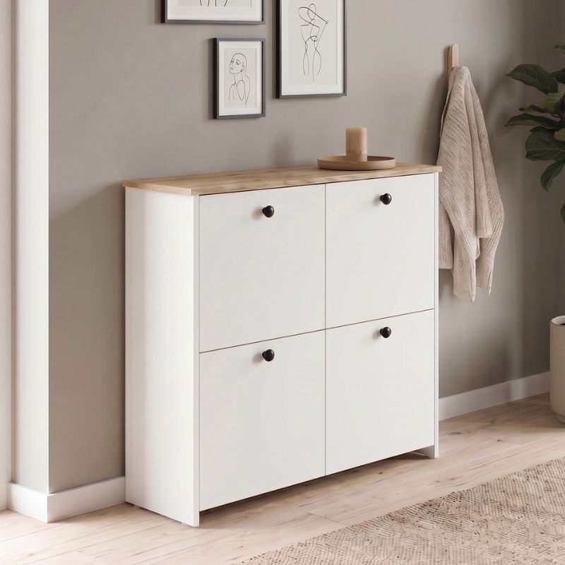 Παπουτσοθήκη Palma  χρώμα λευκό - sapphire oak 90x35x90εκ. - Pakobazaar