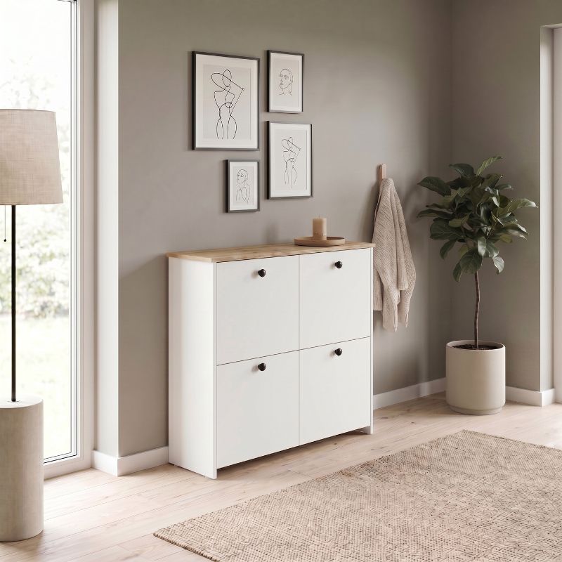 Παπουτσοθήκη Palma  χρώμα λευκό - sapphire oak 90x35x90εκ. - Pakobazaar