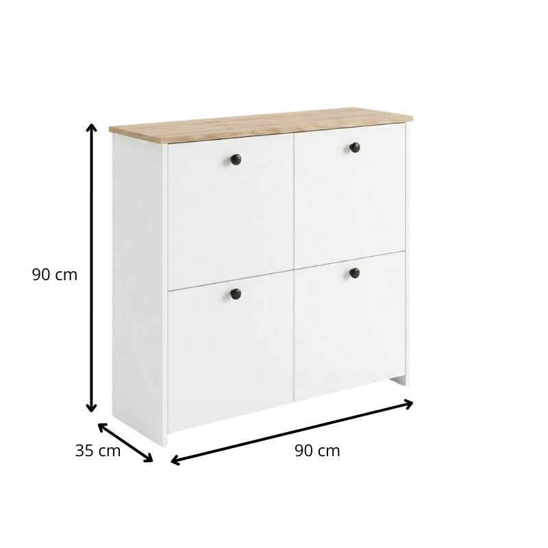 Παπουτσοθήκη Palma  χρώμα λευκό - sapphire oak 90x35x90εκ. - Pakobazaar